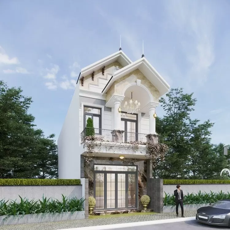 Mẫu nhà ống 2 tầng tối giản, hạn chế những chi tiết rườm rà để tối ưu diện tích sử dụng